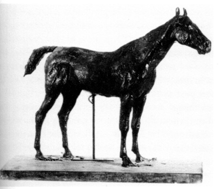 photograph of Degas’ sculpture, Cheval à l’ arrêt 